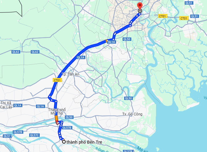 Xe khách Bến tre đi bến xe miền Đông hết bao nhiêu km? Bao lâu